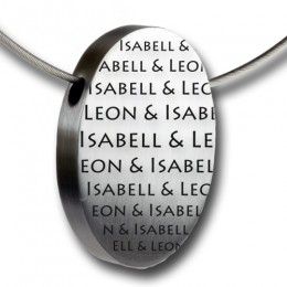 Massive and yet elegant - pendant made of matt stainless steel with individual laser engraving