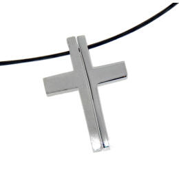 Two-part cross pendant Silver, matted & shiny