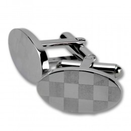 Cufflinks made of stainless steel, high-gloss & matt, checkerboard pattern