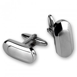 Cufflinks made of stainless steel, charmingly rounded, 23x12mm