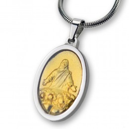 Pendant made of stainless steel, Jesus preaches