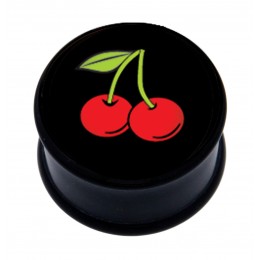 Plastic picture plug with CHERRIES motif - for the right ear