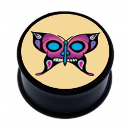 Plastic picture plug with SKULL BUTTERFLY motif