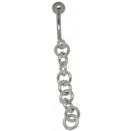 Piercing curved navel with movable design, chain