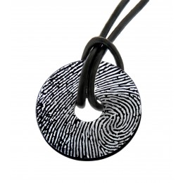 Pendant donut made of stainless steel PVD black coated with your personal fingerprint