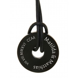Pendant donut made of stainless steel PVD black coated with individual engraving - it's your turn
