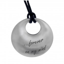 Pendant convex disc made of matted stainless steel with individual engraving - really big