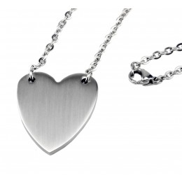 Stainless steel heart with chain, motif 23x25mm