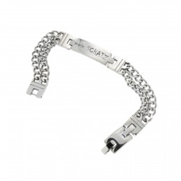 ID armor bracelet 21cm made of stainless steel, double row with polished plate and individual engraving