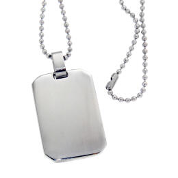 Dog tag made of stainless steel with rounded corners, 34x22mm, mirror finish