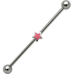 Industrial barbell made of surgical steel with a small star