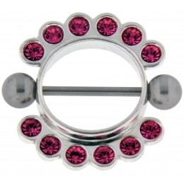 Nipple piercing shield with 12 crystals