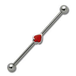 Industrial barbell made of surgical steel with a deck of hearts