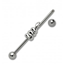 Surgical steel industrial barbell with snake