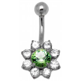 Belly button piercing in the shape of a flower with Swarovski crystals 1.6x10mm - our luxury flower!