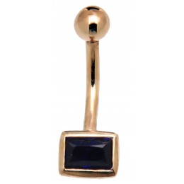 10 carat gold navel piercing, 50's look, dark blue crystal