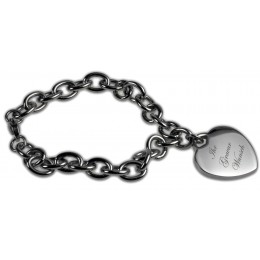 Stainless steel bracelet with a conspicuous heart pendant and engraving of your choice