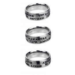 Stainless steel ring 7mm wide with engraving LOVE in different languages