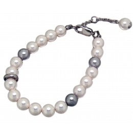 Stainless steel bracelet with faux pearls