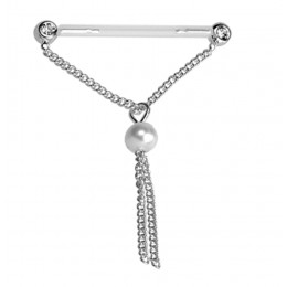 Nipple piercing made of PMFK with pearl and Swarovski
