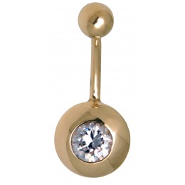 11k gold belly button piercing of simple beauty, with clear crystal