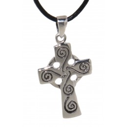 Pendant made of 925 sterling silver, cross, Celtic cross with spirals