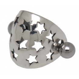 TIP 925 silver ear piercing made of a shield with stars and a barbell