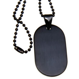 316L steel tag, dog tag, 22x37mm, black coated