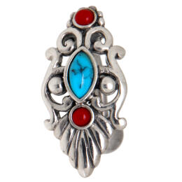 Belly button piercing American Indian 1.6x10mm with three semi-precious stones