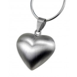 Heart-shaped matte pendant made of 925 silver