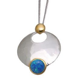 Pendant made of 925 sterling silver with opal imitation insert - dark blue