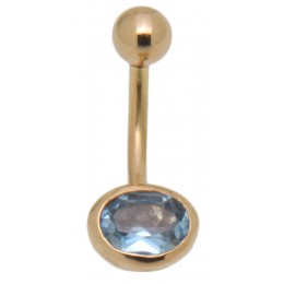 9 carat snazzy navel with aquamarine crystal