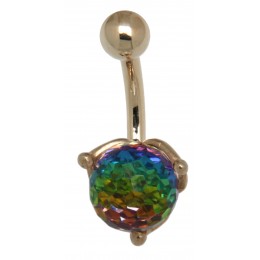 9 carat gold body piercing disco ball, in vitriol-colored shimmering tones