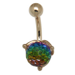 9 carat gold body piercing disco ball, in vitriol-colored shimmering tones