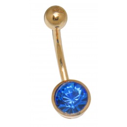 9 carat gold belly button piercing, dark blue crystal, very simple