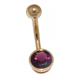 9ct gold belly button piercing, purple crystal, very simple