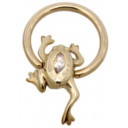 Nipple piercing with frog motif in 18k gold