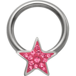 316L surgical steel BCR star with crystals