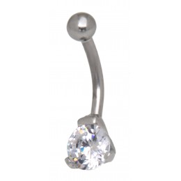 Belly button piercing 1.6x10mm with clear crystal