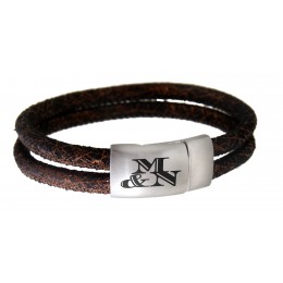 Double genuine leather bracelet made of bronze-colored nappa leather with stainless steel magnetic clasp 17cm / 18cm / 19cm / 2