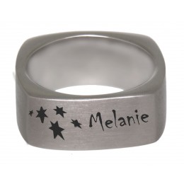 Square stainless steel ring 9mm wide with your individual engraving