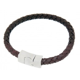 Leather bracelet STR-BCBR-40 dark brown with snap clasp