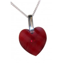 Red heart zirconia with silver chain