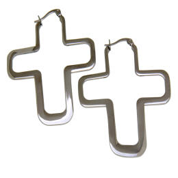 Eye-catching earrings made of stainless steel with a cross motif