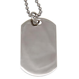 Dog tag made of stainless steel, highly polished, 36x20mm