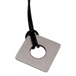 Diamond-shaped pendant made of stainless steel with a round recess