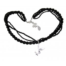 Necklace Playboy Bunny with black beads