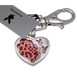 Playboy keychain heart bunny red crystals