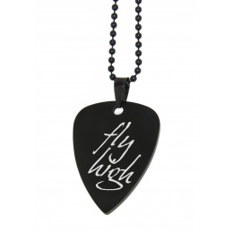 Pendant plectrum made of stainless steel PVD black coated with individual engraving