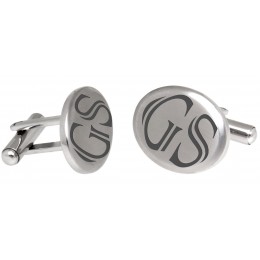Cufflinks made of matt stainless steel, oval, with engraving of your choice